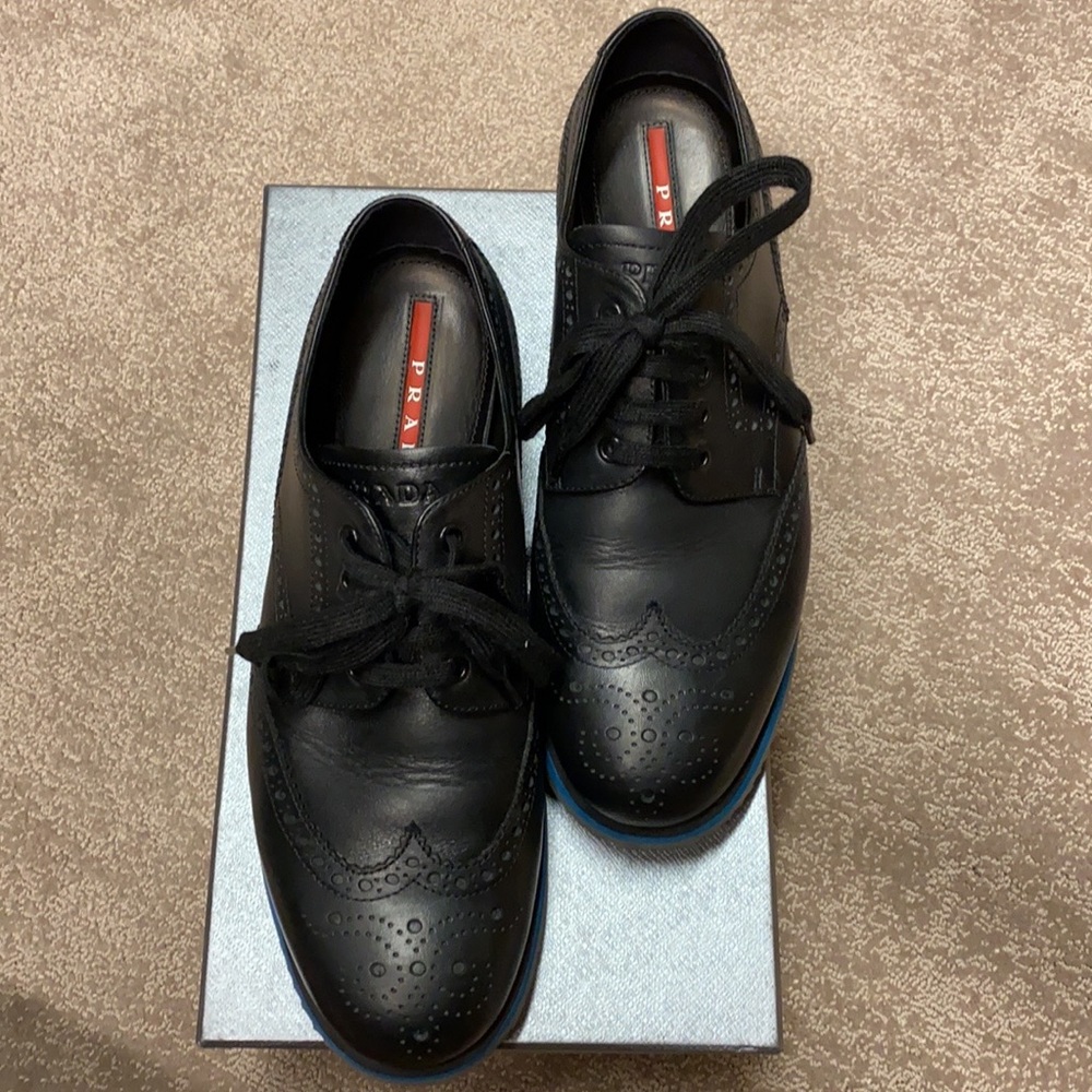 Men’s Prada Black Wingtip Platform Size 9 EU - Picture 9 of 11